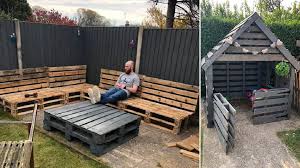 Trying to take one apart with a crowbar. Couple Create Incredible Garden Seating And Playhouse For Just 45 Using Pallets Metro News