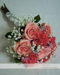 Pink Rose And Carnation Bridesmaid S Bouquet Carnation Bridesmaid Bouquet Carnation Centerpieces Bridesmaid Bouquet