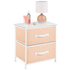 Choose from contactless same day delivery, drive up and more. Amazon Com Mdesign End Table Night Stand Storage Tower Sturdy Steel Frame Wood Top Easy Pull Fabric Bins Organizer Unit For Bedroom Hallway Entryway Closets Textured Print 2 Drawers Orange White