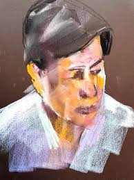 Challenge 71, portrait done with left hand (the dumb one) Pastel