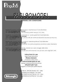 Problem the air conditioner does not come on the air conditioner works for a short time only the air conditioner works, but does not cool the room during operation. Delonghi Pinguino Pacl90 Instructions For Use Manual Pdf Download Manualslib