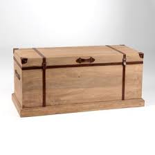 coffre de rangement en bois de manguier et cuir 97x42x45cm globe trotter rangement bois coffre de rangement coffre a jouets