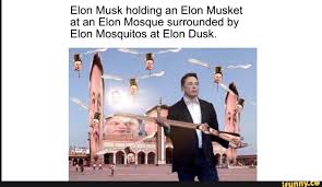 Elon Musk Holding An Elon Musket At An Elon Mosque Surrounded By Elon Mosquitos At Elon Dusk