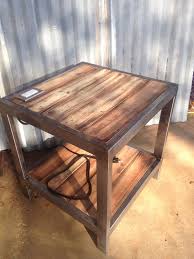 End Table With Built In Plug W Usb Ports Rustic Living Room Metal Furniture Table