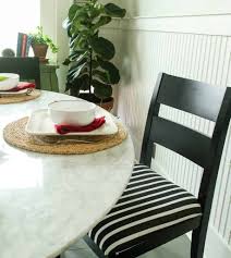 Round the edges by spraying the edges with glue and folding them over to stick to the seat base. How To Reupholster Dining Chair Cushions Fast Design Morsels