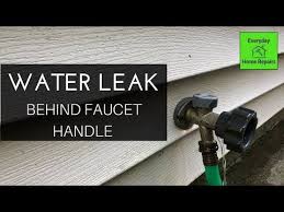 How To Fix A Water Leak Behind The Handle Of An Outdoor Faucet Youtube Outdoor Faucet Repair Faucet Repair Faucet