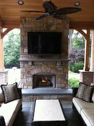 I Like The Stone The Wide Hearth And The Tv Above Patio Fireplace Outdoor Fireplace Designs Outdoor Fireplace