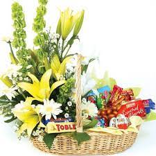 Our passion reflects in the stunning bouquets we. Easter Basket Flower Arrangements Chocolate Pleasure Flower Basket Florist Auckland Wellington Flower Delivery Same Day Flower Delivery Buy Flowers Online