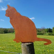 Metal Rouille Chat Cloture Topper Les Amoureux Des Chats Cadeau Decoration De Jardin De Chat Chat Chat Silhouette Art Rustique Metal Rouille Art Rustique Rouille