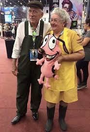 Eustace bagge muriel bagge animation beagle character, animation, fictional character, cartoon dog muriel bagge courage gif cowardice, courage the cowardly dog freaky fred, love, food png. Funniq Cosplay On Twitter Cowardly Dog Muriel Bagge Cosplay By Old Couple In Love Cowardly Muriel Cosplay