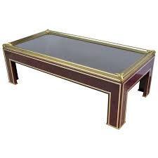 1950s Jansen Coffee Table With Brass Frame On Burgundy Lacquer Base Brass Frame Coffee Table Brass Coffee Table