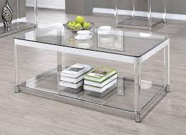 1/4 thick glass is a good thickness for heavier duty glass table top covers, standard duty tables with outside frames or smaller tables with lighter duty uses. Coaster 720748 Co Glass Top Coffee Table Chrome Walmart Com Walmart Com