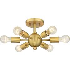 Possini Euro Design Mid Century Modern Ceiling Light Semi Flush Mount Fixture Antique Brass 13 Wide 6 Light Sputnik For Bedroom Target