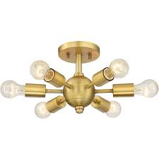 Ensure that the electricity has indeed been disconnected by using a. Possini Euro Design Mid Century Modern Ceiling Light Semi Flush Mount Fixture Antique Brass 13 Wide 6 Light Sputnik For Bedroom Target
