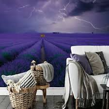 Purple makes for a decadent decor. Bedroom Wall Mural Photo Wallpaper 151x102inch Premium Field Of Lavender Purple Ebay