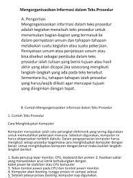 Mengorganisasikan Informasi Dalam Teks Prosedur