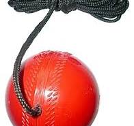 DLGF Cricket Hanging Practice Ball - Red Leather Training Ball With Rope