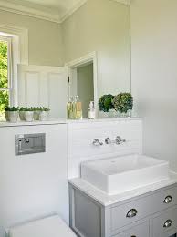 gray washstand with rectangular vessel