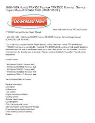 Download wiring diagram honda fourtrax. Calameo 1986 1989 Honda Trx350 Fourtrax Trx350d Foreman Service Repair Manual Download