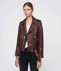 Allsaints Balfern Leather Biker Jacket Red Leather Jackets Women Leather Jackets Women Leather Jacket Style