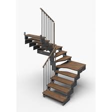 Escalier Double Quart Tournant 11 Marches En Bois Massif Noyer Structure En Metal Composity Misterstep En 2020 Marches En Bois Decoration Maison Projet Maison