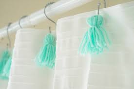 Quick shop 3 colors tufted dot shower curtain $49.00. A Diy Shower Curtain With Tassels