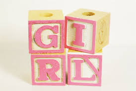 Decorative Baby Wood Blocks Baby Shower Decoration Baby Girl Pink Pattern Letter