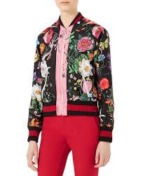 Women S Gucci Black Multi Color Floral Print Silk Bomber Jacket Coat Size 42 It Ebay Silk Bomber Silk Bomber Jacket Bomber Jacket