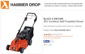 Home→best home appliances→best patio, lawn & garden→best electric lawn mower→when do lawn mowers go on sale: Home Depot Hammer Drop Deal Of The Day Canada Black Decker 36v Cordless Self Propelled Lawn Mower Only 449 00 Canadian Freebies Coupons Deals Bargains Flyers Contests Canada