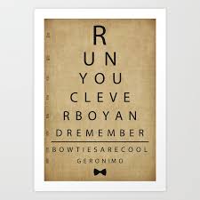 Run You Clever Boy Doctor Who Inspired Vintage Eye Chart Art Print By Alliwoodsfrederick