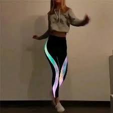 Glow In The Dark Night Light Reflective Leggings Stripes Laser Women Fitness Yoga Pants Tights Sportswear Tracksuit Female Yoga Pants Aliexpress