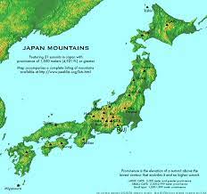 As the generally accepted definition of a mountain (versus a hill) is 1000 m of height and 500 m of prominence, the following list is provided for convenience only. Jungle Maps Map Of Japan Mountains