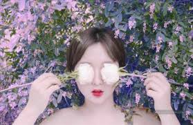 pivoines blanches roses narcisse tableau, art, peinture à l'huile