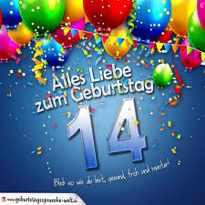 Geburtstagskarte Mit Bunten Ballons Konfetti Und Luftschlangen Zum 14 Geburtstag Geburtstagssp Geburtstag Wunsche Gluckwunsche Geburtstag Geburtstagswunsche