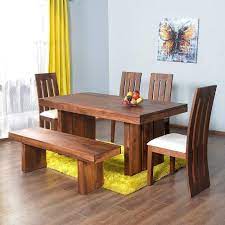 770.0 x 1506.0 x 904.0 mm. Js Home Decor Sheesham Wood 6 Seater Dining Table Set With 4 Chairs And 1 Bench Natural Teak Finish Amazon In Home Kitchen