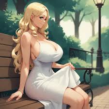 Blonde futa in white summer dress AI Art | PixAI