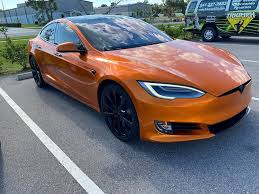 Tangerine Orange Wrap Model S In 2020 Tesla Model S Tesla Model Tesla