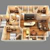 In this simple modern residential 3d floor plan house design, besides the living room, dining room and. 1