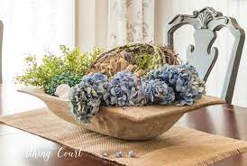 The decor features a layering of different greens, white hydrangeas, pink dahlias, and eggs of blue, lavender, and white and a rabbit. Step By Step Directions For Filling A Dough Bowl Worthing Court