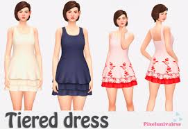 Pixelunivairse Tiered Dress Sims 4 Clothing Clothes For Women