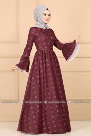 Modaselvim Elbise Kollari Piliseli Elbise 9067w153 Bordo Elbise Elbiseler Giyim