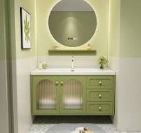 Modern Hot Selling Wall Mounted Solid Wood Cabinet Quartz Table Top Bathroom Vanity From China Suppliers with LED Mirror Cabinet in 100cm