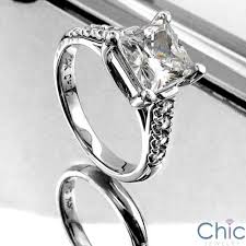 Engagement 1 5 Princess Center Diamond Cz Cubic Zirconia 14k W Gold Ring Classic Engagement Rings Cubic Zirconia Rings Diamond