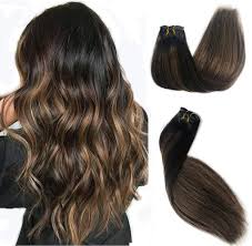 Shop with afterpay on eligible items. Amazon Com Clip In Human Hair Extensions Double Weft 9a Brazilian Hair 120g 7pcs Natural Black To Chestnut Brown Highlight Black Full Head Silky Straight Balayage Clip In Extensions 22 1bt6t1b
