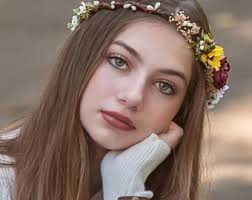 Sunflower Bridal Crown: Rustic Hair Wreath With Burgundy Ribbons