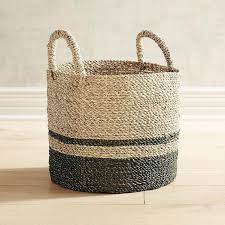 Woven seagrass serving basket or tray. Harden Green Natural Black Seagrass Round Baskets