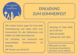 Wählen sie nun aus unserem angebot an mustereinladungen aus und laden sie sich diese auf ihre festplatte. Einladung Zum Sommerfest An Alle Ehrenamtler Innen Willkommen In Ehrenfeld
