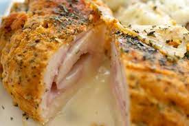 Chicken Cordon Blue In Homemade Creamy Mushroom Sauce Recipe Chicken Cordon Bleu Baked Chicken Cordon Bleu Chicken Cordon Blue