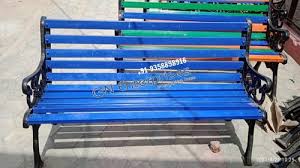 The slatted seat and backrest provide seating space for two, and the curved armrest adds an extra the bench also offers ultraviolet protection. Metal Modern Outdoor Garden Bench With Back Size 5 Ft Seat 3 Seater Id 22934332512