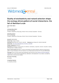 If you want to understand what a yeast/fungal/candida infection is, then this is the definitive book on it. Pdf Duality Of Stochasticity And Natural Selection Shape The Ecology Driven Pattern Of Social Interactions The Fall Of Hamilton S Rule